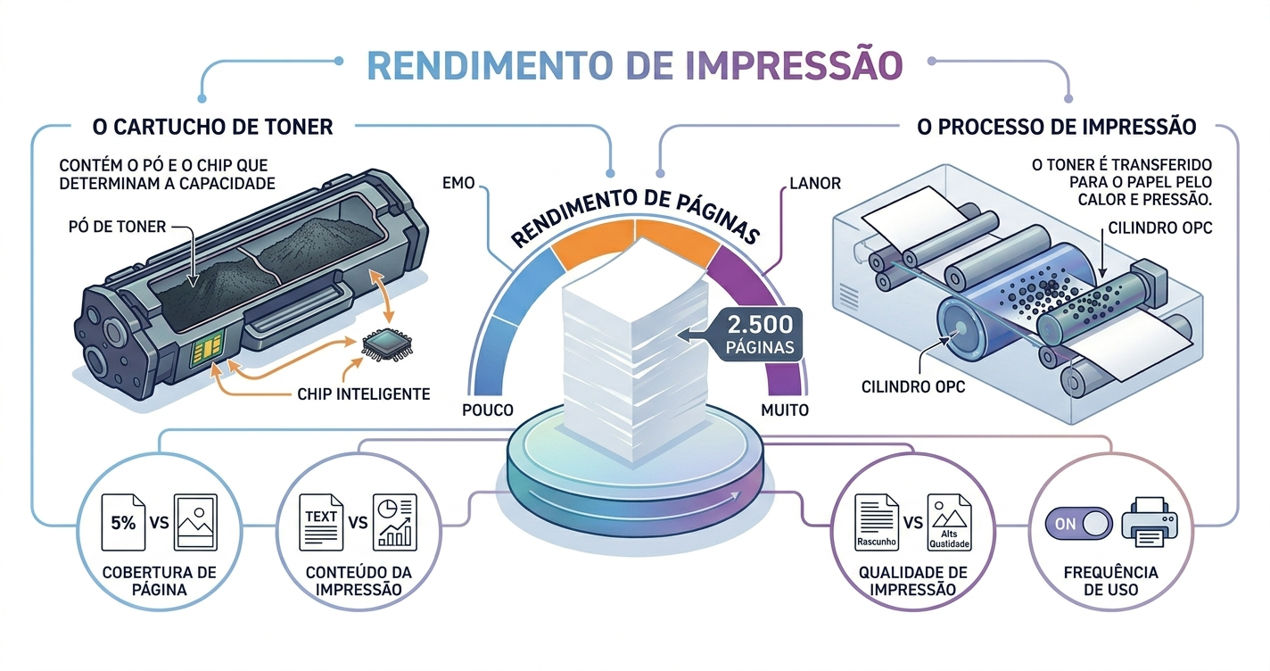 Guia de rendimento: quantas páginas seu toner imprime?